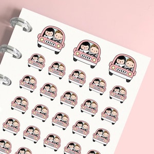 Rijdende auto paar plannerstickers, stickers voor tijdschriften, doe-het-zelf-scrapbooking, geheugenplanning, kalender, notitieboekjes, planning en logboeken