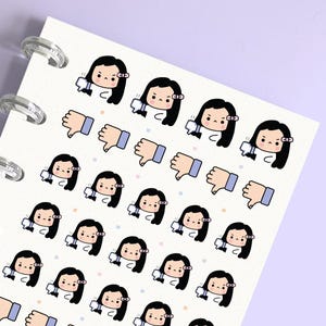 Stickers pouce vers le bas, Je n'aime pas les autocollants pouce vers le bas pour journaux, albums de coupures, plans mémoire, calendrier, cahiers, planification, journalisation