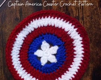 Captain America crochet coaster PATTERN, PDF instant download, marvel crochet, crochet pattern for men