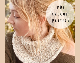 DIGITAL DOWNLOAD - Roll neck cowl scarf crochet pattern
