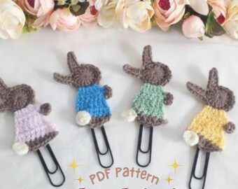 Bunny appliqué/ bookmark crochet pattern, crochet rabbit pattern, instant download, printable crochet pattern