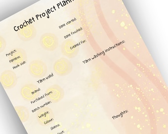 Crochet planner page - digital crochet planner - crochet project page - crochet journal - design planner - project helper
