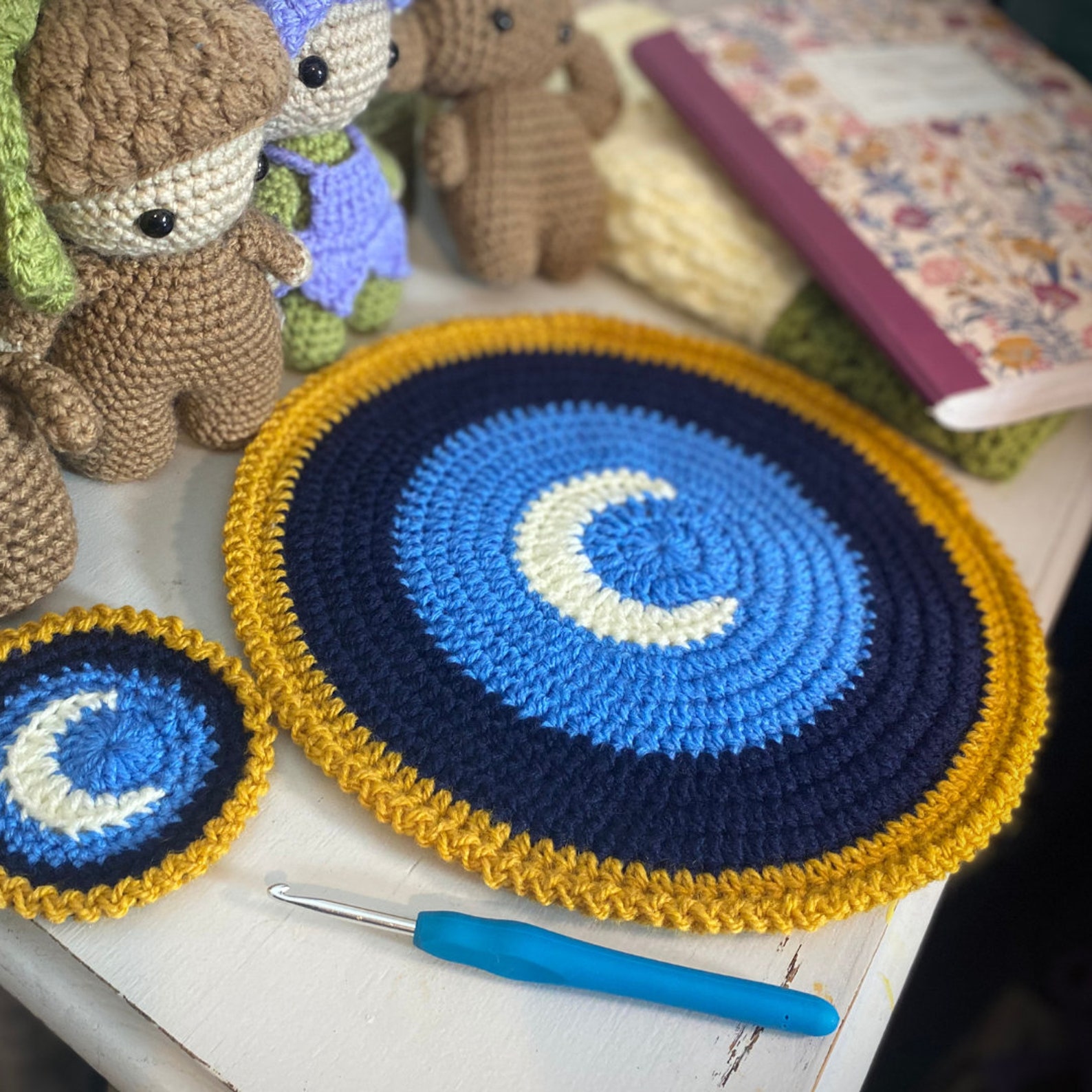 Moon Rug Coaster Crescent Moon Coaster Crochet Pattern, Celestial Crochet, Witchy Home ...