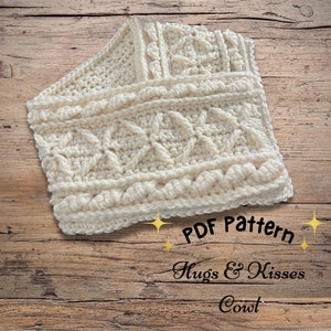 Hugs & Kisses cowl scarf crochet pattern