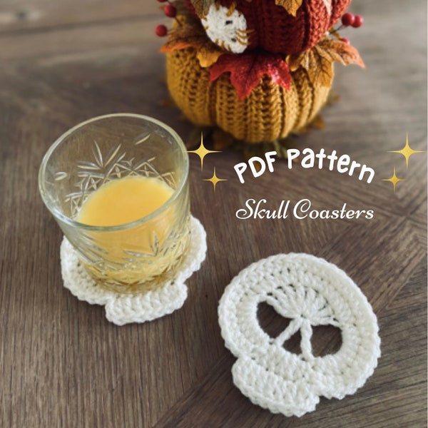 Skull Coaster crochet pattern, halloween crochet, instant download, printable crochet pattern