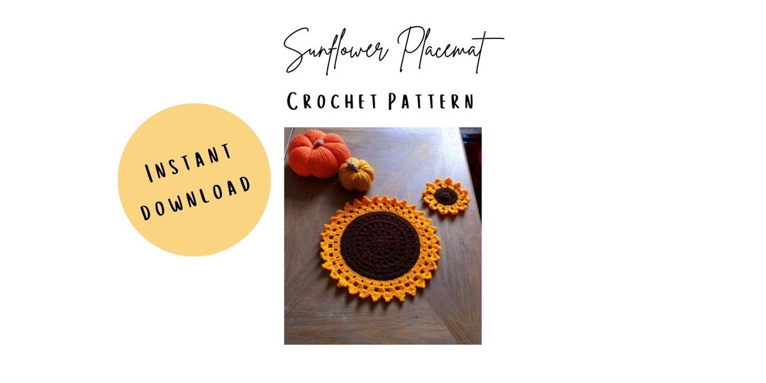 Sunflower Placemats Crochet Pattern Round Crochet Placemat Etsy
