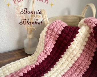 Bonnie Baby blanket crochet pattern in 5 sizes - DIGITAL DOWNLOAD