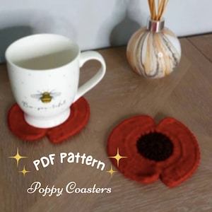 Poppy Coasters crochet pattern, instant download, printable crochet pattern