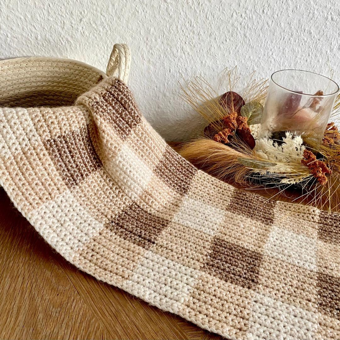 Gingham Blanket Crochet Pattern in Sizes DIGITAL DOWNLOAD