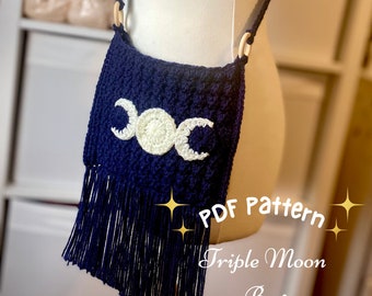 Triple Moon bag crochet pattern, Crochet purse pattern, Whimsigoth, instant download, printable crochet pattern