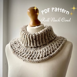 Roll neck cowl scarf crochet pattern