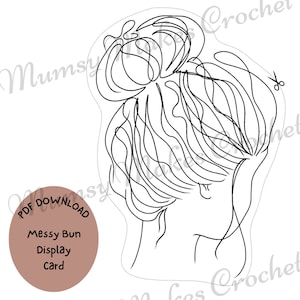 Messy Bun Hat Display Cards: Crochet Product Inserts (PDF Download)