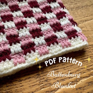 Battenberg blanket crochet pattern in 5 sizes - DIGITAL DOWNLOAD