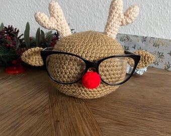 Christmas Eye Glasses holder Crochet Pattern | Rudolf crochet patterns