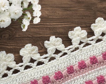 Precious Posies blanket crochet pattern in 5 sizes - DIGITAL DOWNLOAD