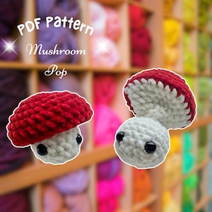Cute Pop it Mushroom crochet pattern - Crochet fidget toys