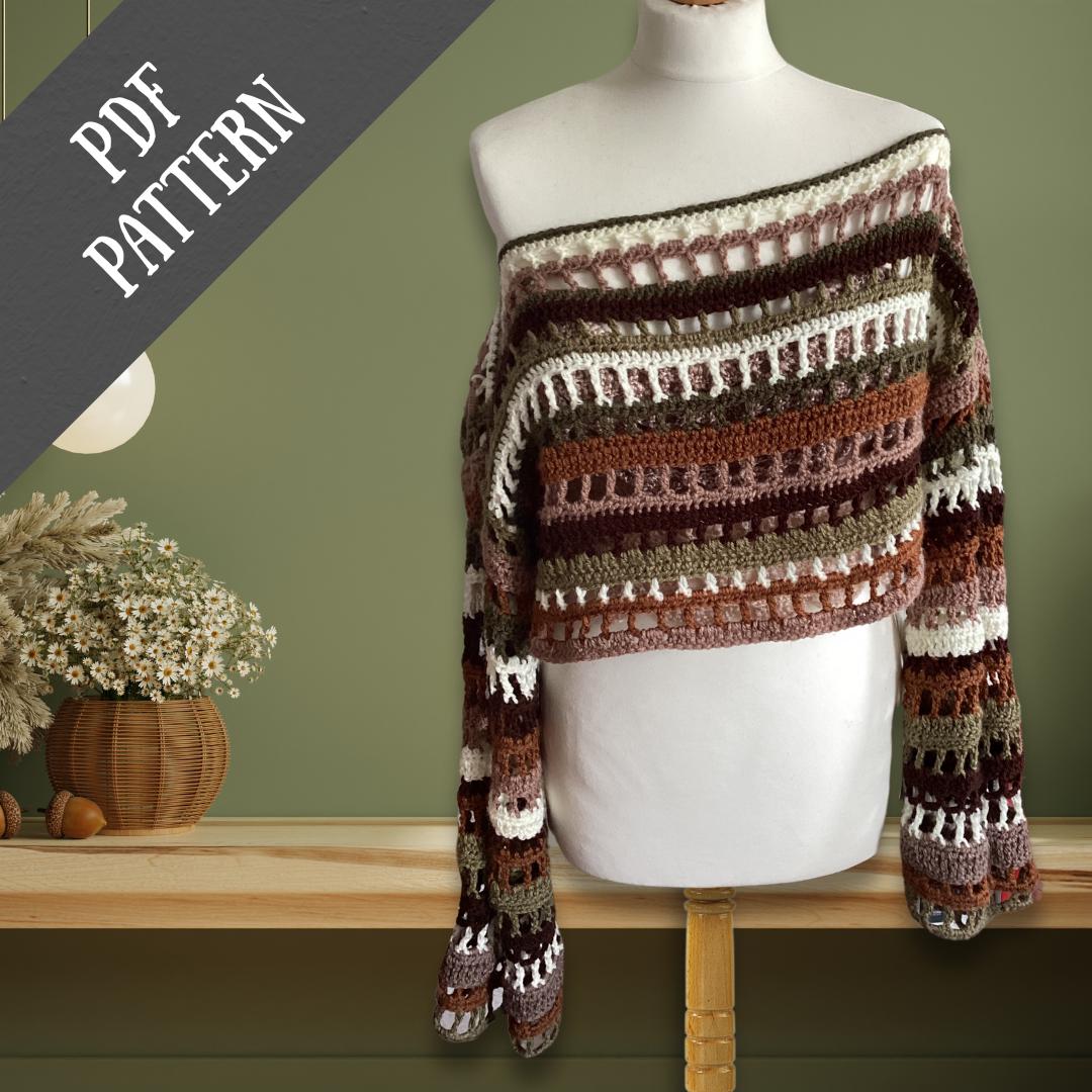 Woodland Pixie Top | Whimsigoth off the shoulder top crochet pattern XS-5XL