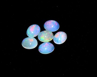 Ethiopian Opal 8X10 mm size Cabs Pack of 6 Pieces  AAA Quality (AAA Grade) Opal Cabochon - Ethiopian Opal Oval Cabochon S-1189