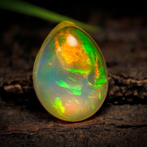 Ethiopian Opal Pear Cabochon: Natural Gemstone, Jewelry Making (3.30 Ct, 12X9X5 mm