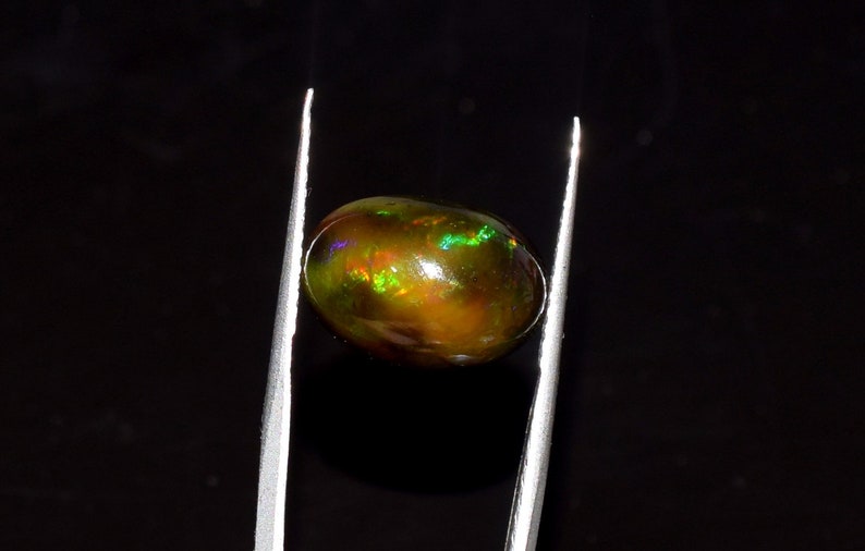 6.10 Carat Natural Ethiopian Black Wello Fire Black Opal,Multi Color Ethiopian Opal Gemstone Cabochon Smooth Opal Cabochon EE717 A++