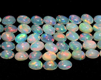 4x6 MM, Ethiopian Opal Oval Cabochon, AAA grade Opal, 48 Pieces, Jewelry Supplies, Natural Opal Gemstone for Jewelry Making S-0892