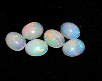 Ethiopian Opal 7X9 mm size Cabs Pack of 6 Pieces  AAA Quality (AAA Grade) Opal Cabochon - Ethiopian Opal Oval Cabochon S-1176