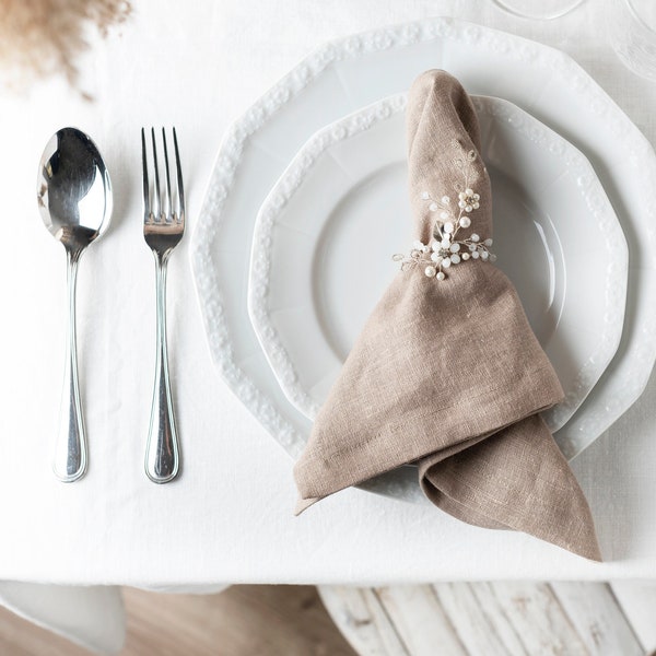 Washed Linen Napkins. Home Decor, Flax Washed dinner napkins for wedding. Custom cloth napkins