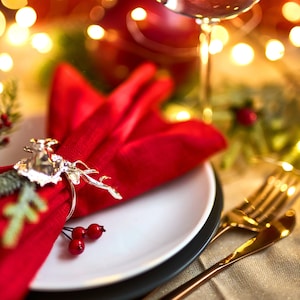 Soft red Christmas Linen Napkins  for Holiday Decor. Washed linen dinner napkins for wedding. Custom napkins