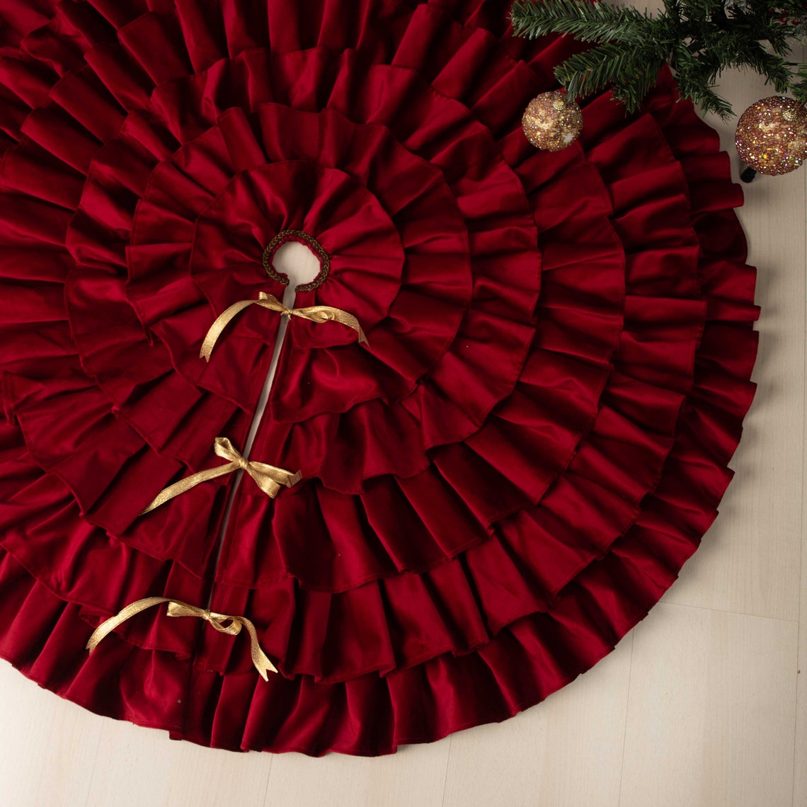 Christmas Tree Skirt. Red Velvet Tree Skirt. Holiday Tree Etsy
