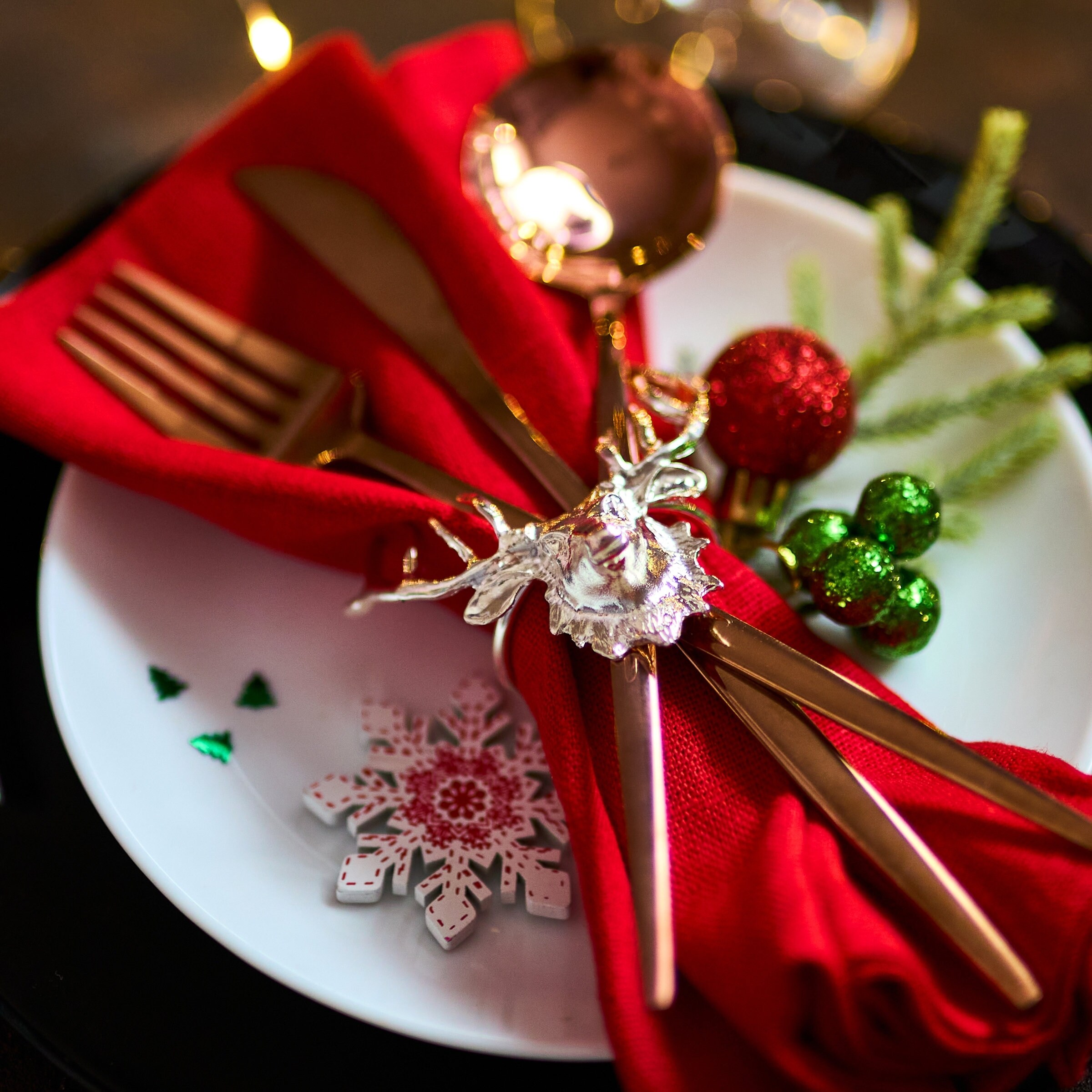Serviette de Noël Tissu, FainFun 6 Pièces 46 * 31cm Serviette de Table en  Tissu pour Noël, Set de Table Rouge Noel, Serviette Rouge Noel, Décoration  de la table de Noël 