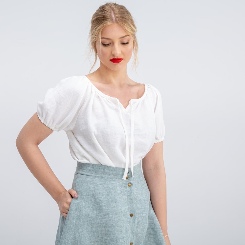 Linen Top Linen Summer Blouse Linen Womens Top Linen Etsy