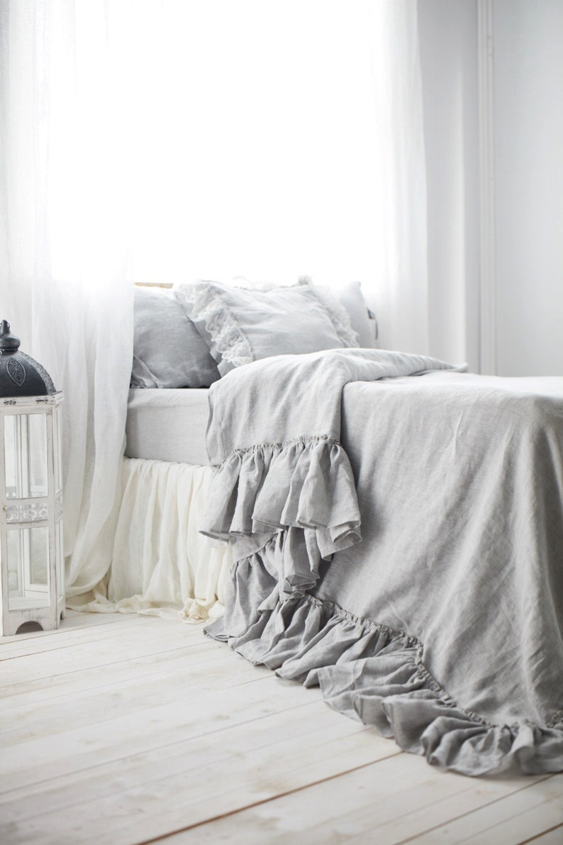 Linen Duvet Cover With Ruffles. Shabby Chic Linen Duvet Cover. Etsy