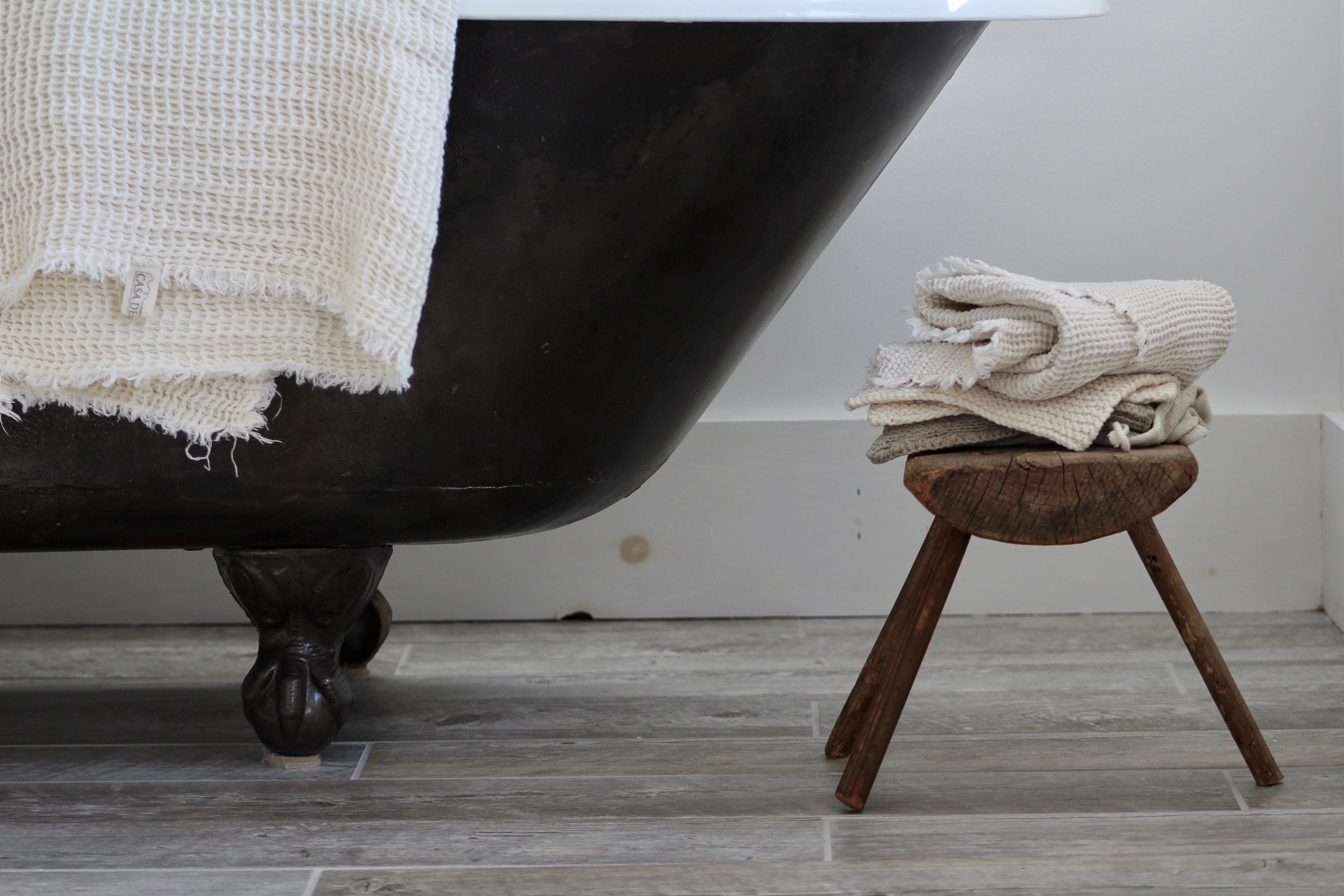 Linen Bath Towel With Fringed Edges. Waffle Bath Towel. Hand - Etsy