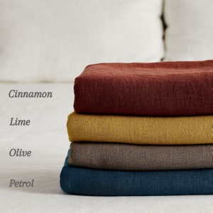 Linen fitted sheet in cinnamon color. Stone washed, softened linen bedding. Linen sheet in King / Queen, custom sizes. image 5