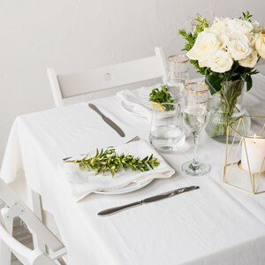 Mantel blanco, Cubierta redonda, cuadrada, rectangular. Mantel de tela de lino personalizado.