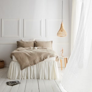 Natural Linen duvet cover in flax color. Stone Washed Linen bedding. Available in 21 colors. Organic 100%. Custom sizes bedding.