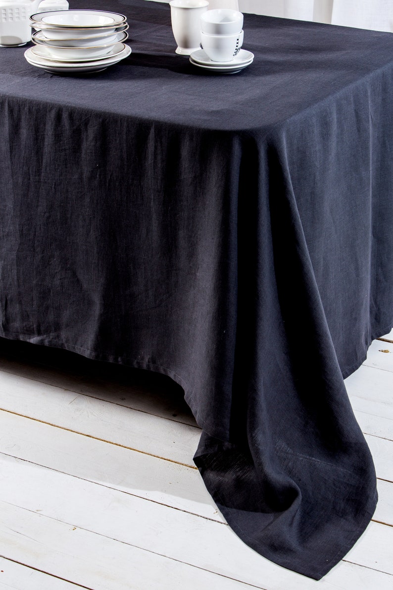 Gray tablecloth, Washed Round, square, rectangular table linen cover. Custom linen fabric table cloth image 4