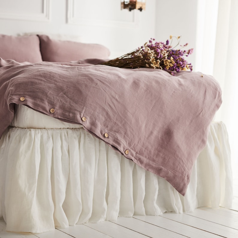 Linen Bed Skirt - Winter White - Queen