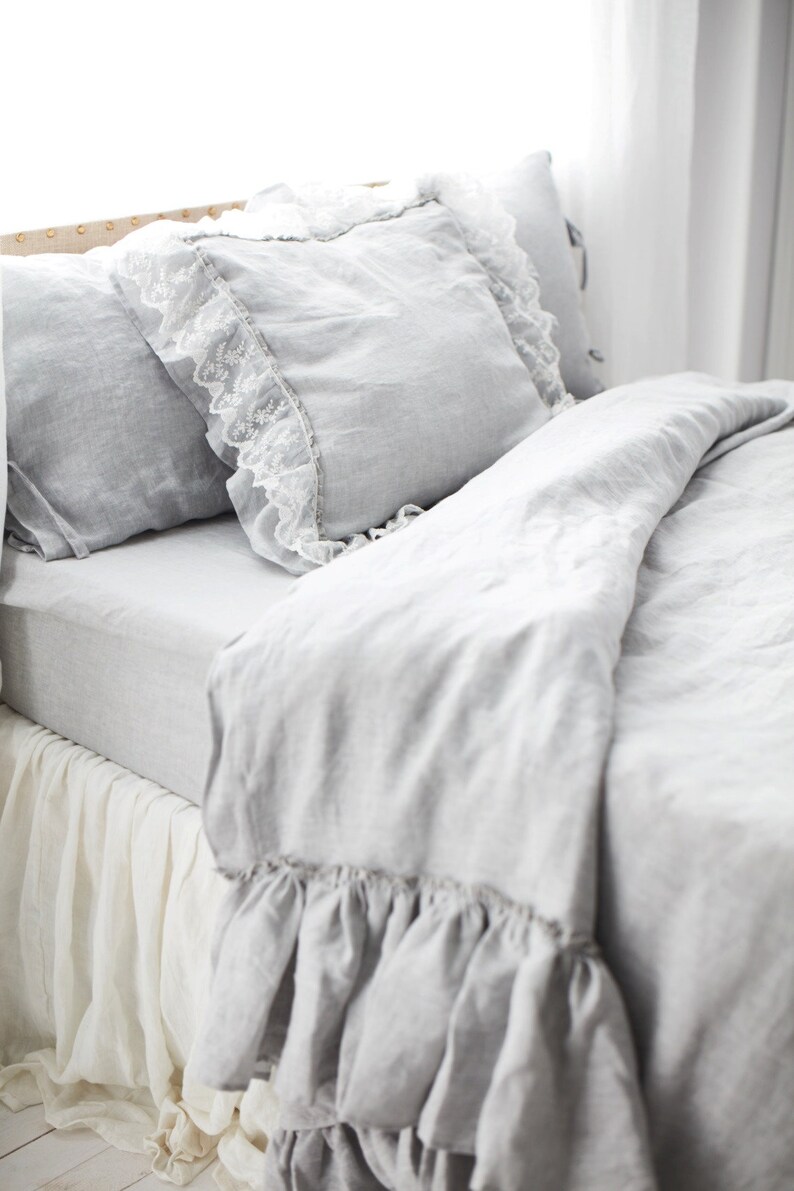 Linen Duvet Cover With Ruffles. Shabby Chic Linen Duvet Cover. Etsy