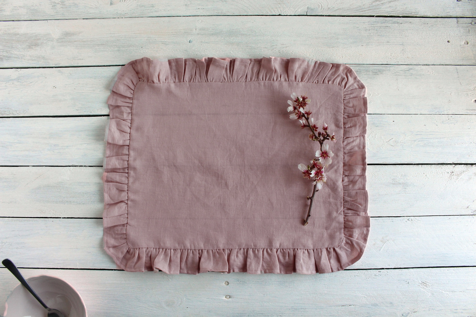 Linen placemats. Flax Ruffled place mats. Set of 4 6 8 10 Etsy