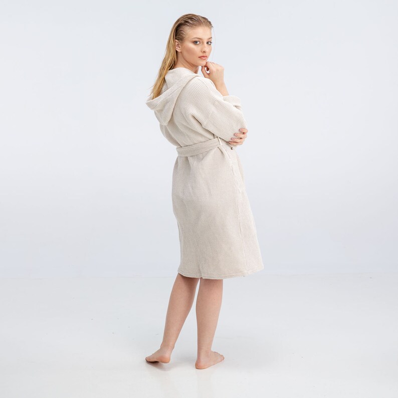 Linen Bathrobe With Hood Waffle Linen Bathrobe Bathrobes Etsy
