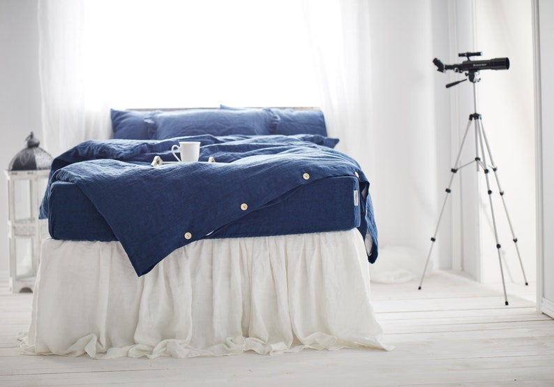 Linen Bed Skirt. Ruffled Bedskirt. Queen Size. Linen Bedding. Etsy