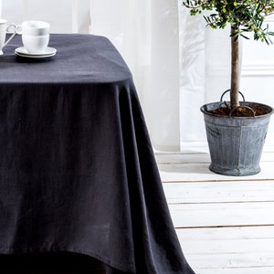 Gray tablecloth, Washed Round, square, rectangular table linen cover. Custom linen fabric table cloth image 3