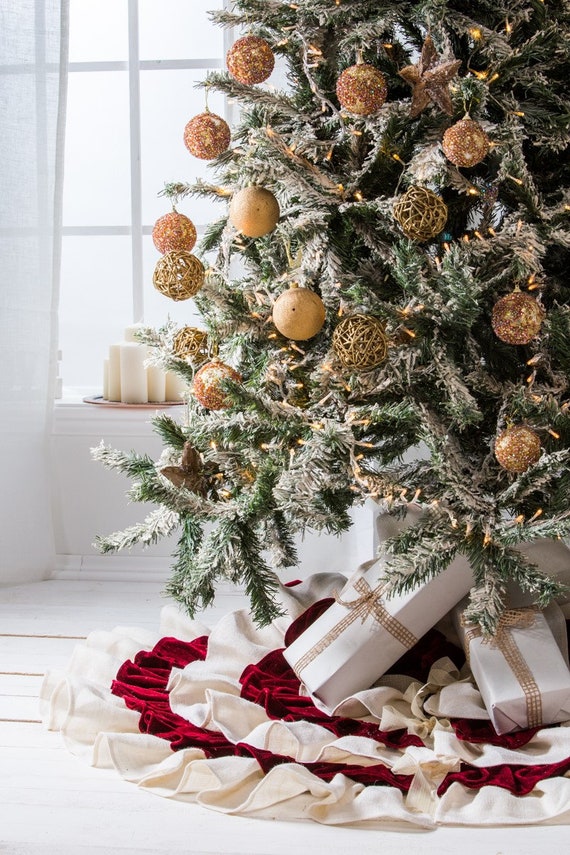 Gonna per albero di Natale Gonna per albero di tela di tela avorio
