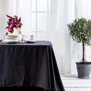 Gray tablecloth, Washed Round, square, rectangular table linen cover. Custom linen fabric table cloth image 2