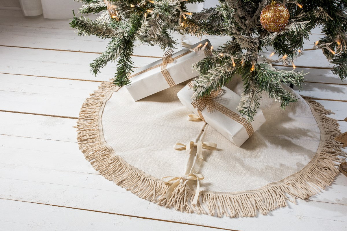 Ivory Christmas Tree Skirt Linen Tree Skirt Ivory Tree Etsy