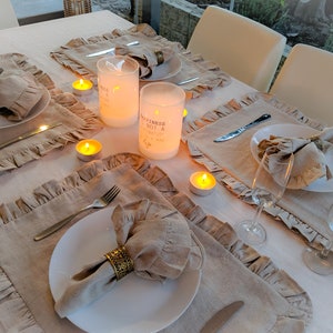 Linen placemats in various colors. Ruffled place mats. Set 2 stonewashed placemat. Table decor. Wedding placemats.