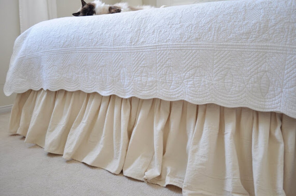 King size bed skirt 2 colors Ruffled bed skirt White/Ivory Etsy