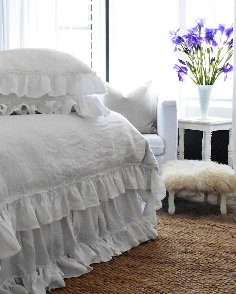 Linen Bed Skirt. Queen Size Bedskirt. Ruffled Bed Skirt. Etsy