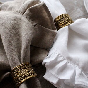 Cloth Napkins. Soft Linen Napkins. Ruffles Cloth Napkins set. Rustic Table Decor. Cloth dinner wedding napkins. image 7